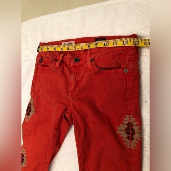 AG Adriano Goldschmied Super Skinny Legging Santa Fe Embroidered Orange Jeans 25 - Picture 10 of 15